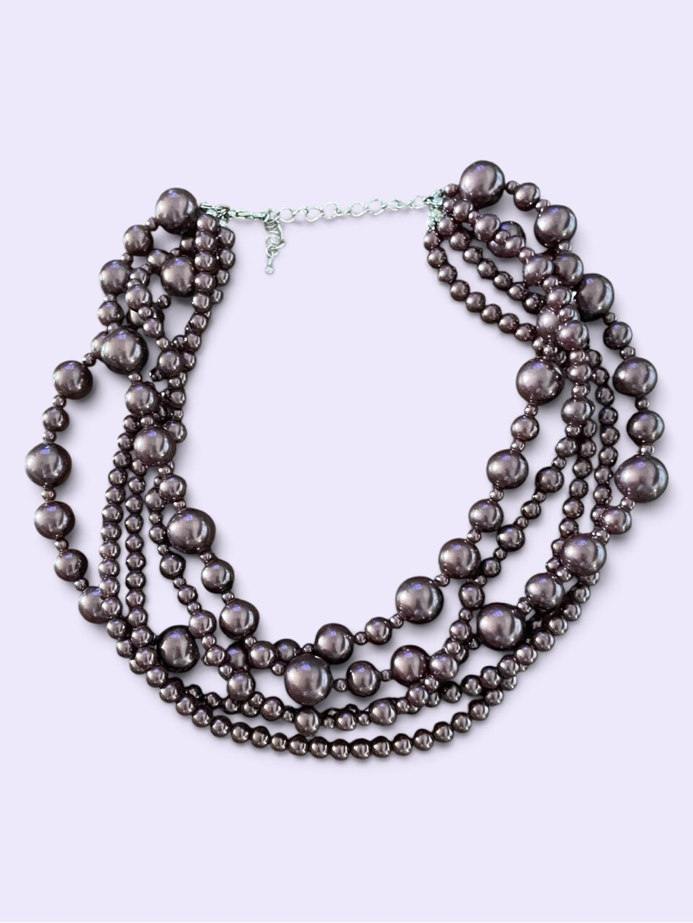 Multi-Strand Gunmetal Pearl Necklace - Women Jewelry